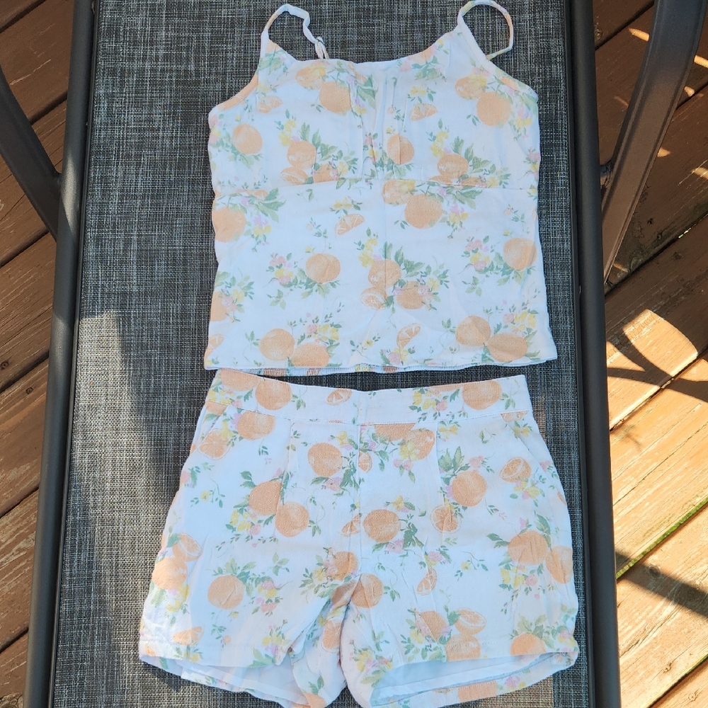 Abercrombie Kids Orange and White Floral Pajama Set